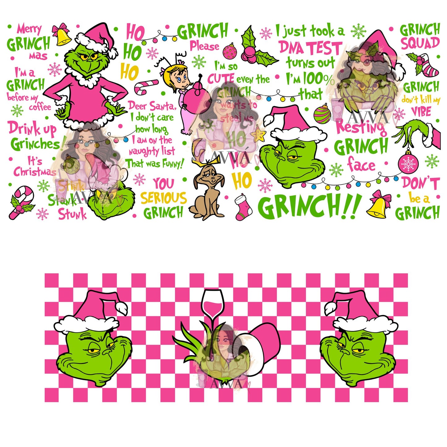 342 - Pink G Face 40oz UV DTF Tumbler Wrap