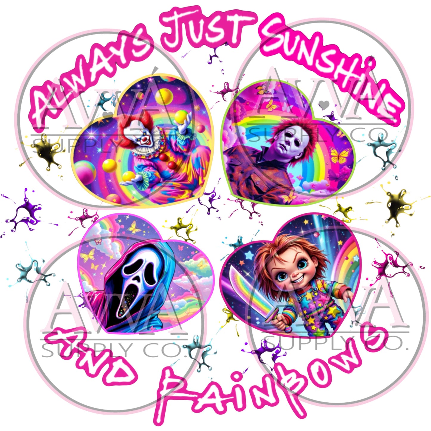 794 - Sunshine & Rainbows Horror - Decal