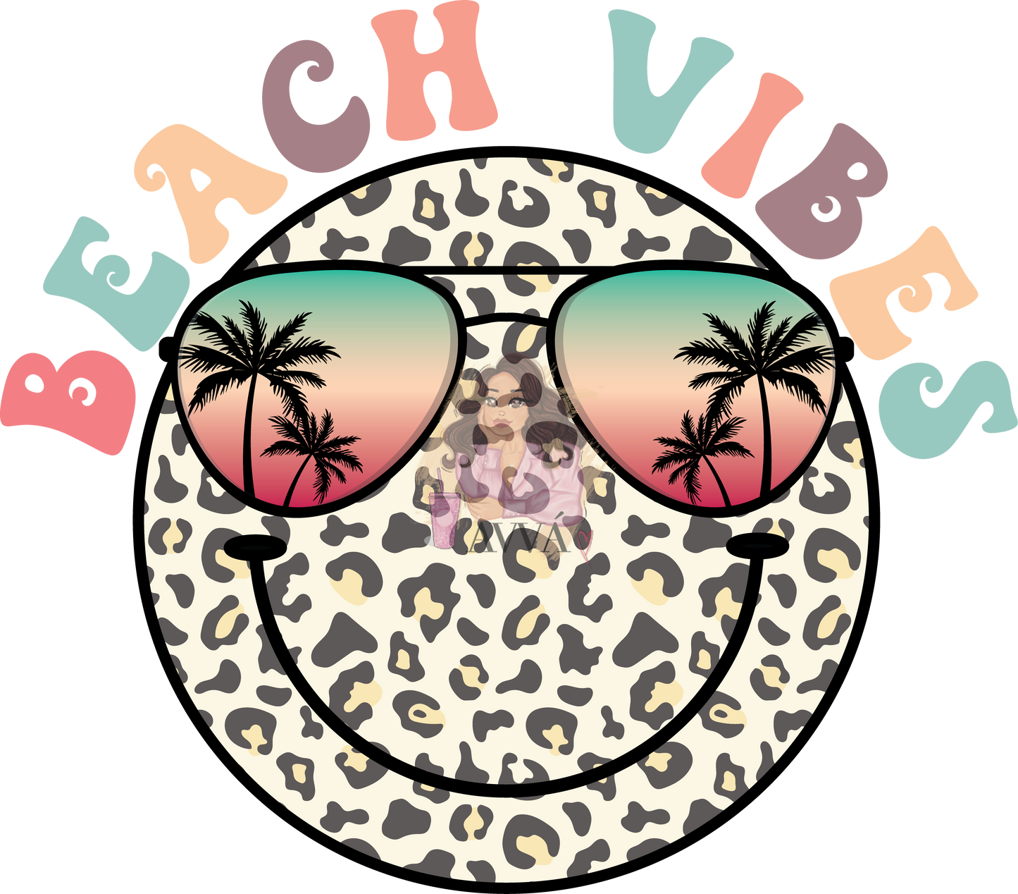 Beach Vibes Smiley Decal