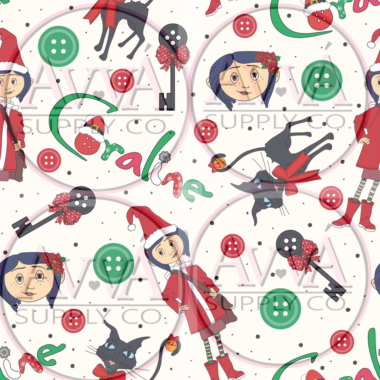 727 - Christmas Button Girl - Vinyl + Wrap + Decal