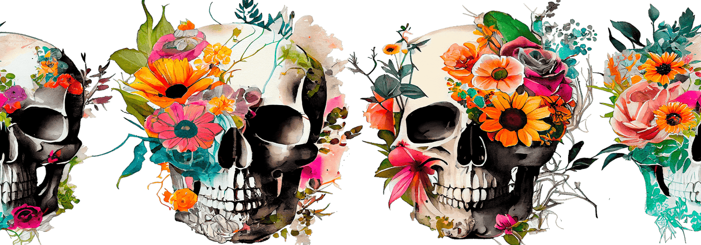 61 - Floral Skull UV DTF
