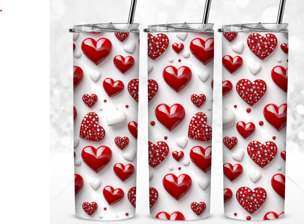 Hearts Hearts Hearts - 3D Tumbler Wrap