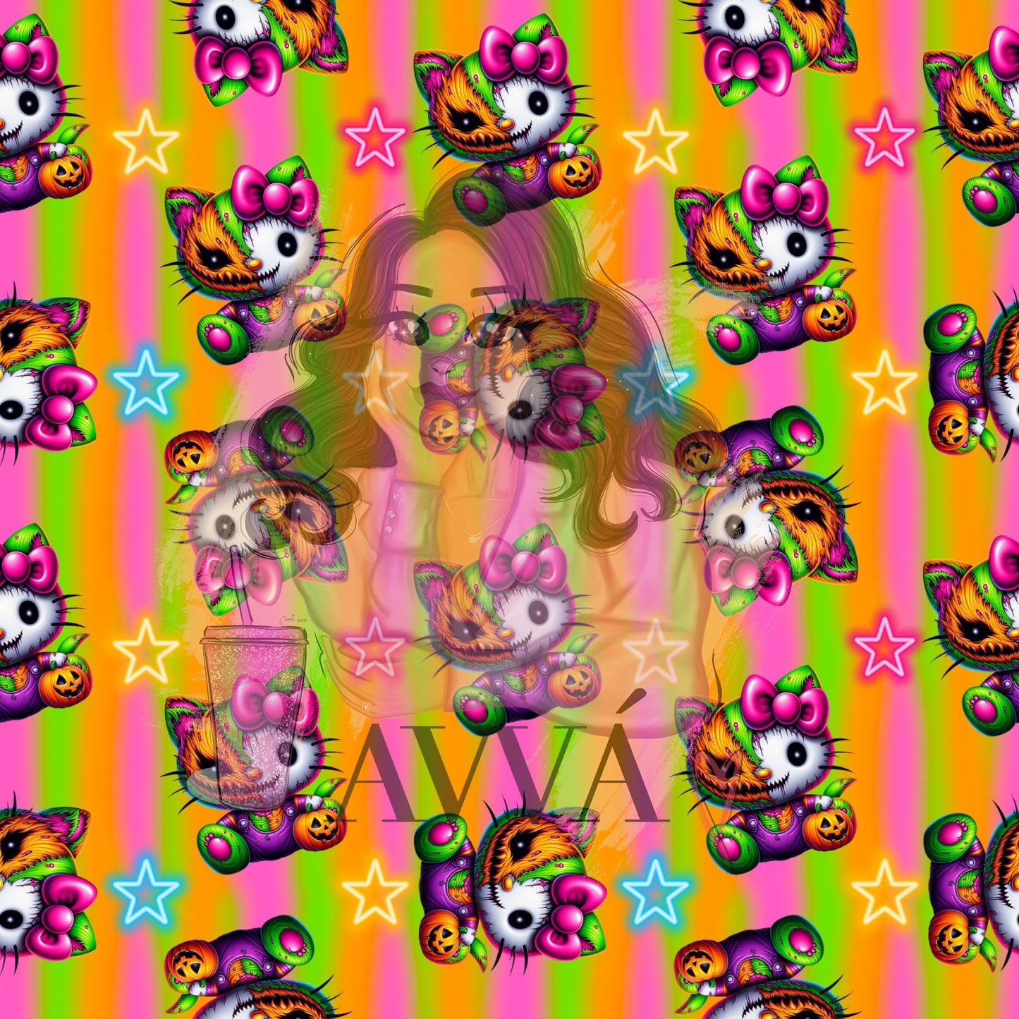 Horror Kitty Seamless - Vinyl + Decal/Wrap Set