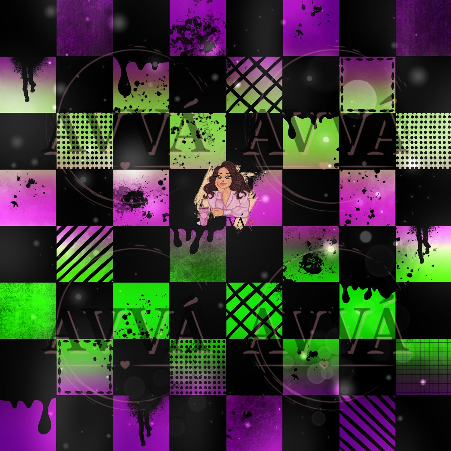 Neon Spooky Checkers 2 - Vinyl