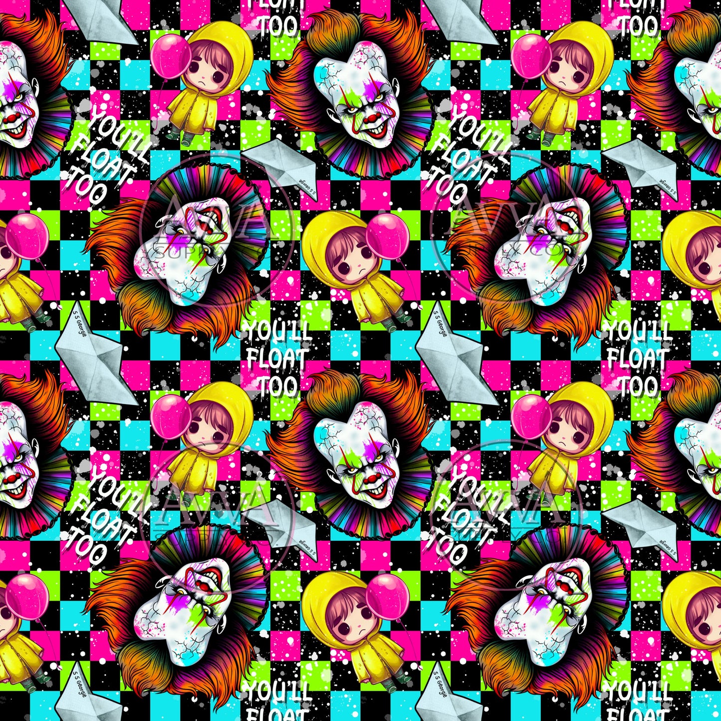 832 - Neon You'll Float Clown - Vinyl