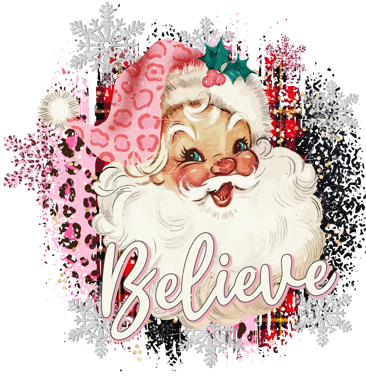 Pink Leopard Santa - DTF Transfer