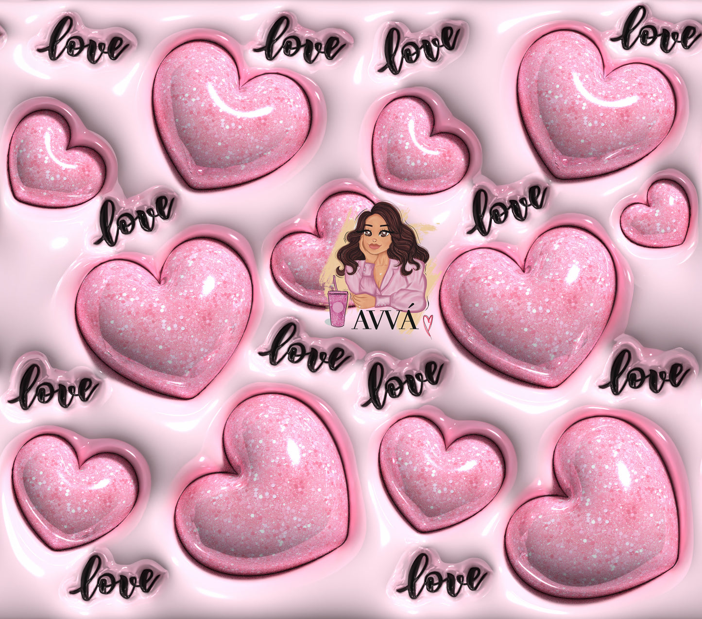 pink and black love - 3D Tumbler Wrap