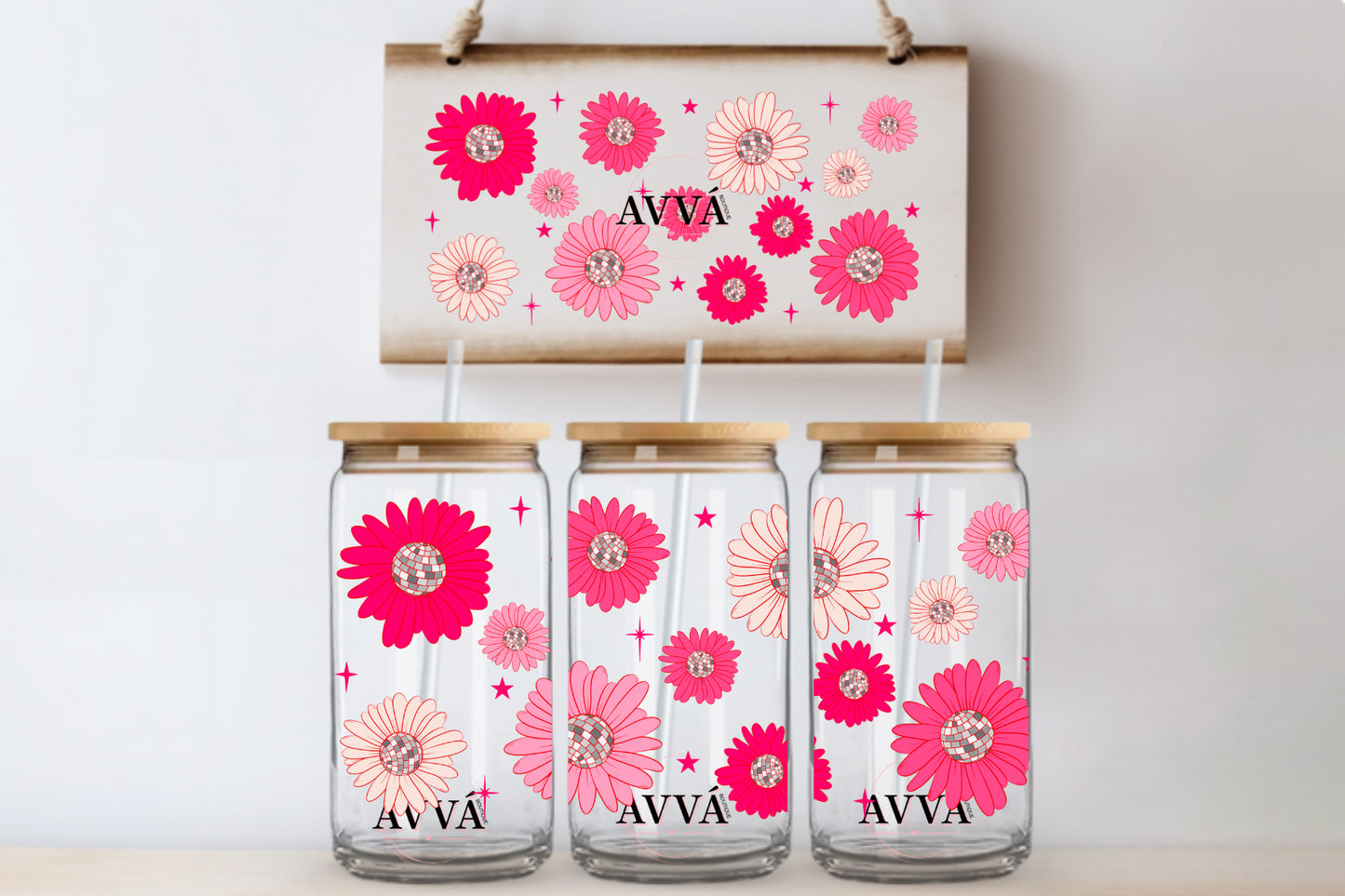 640 - Retro Daisies Pink Cup Wrap