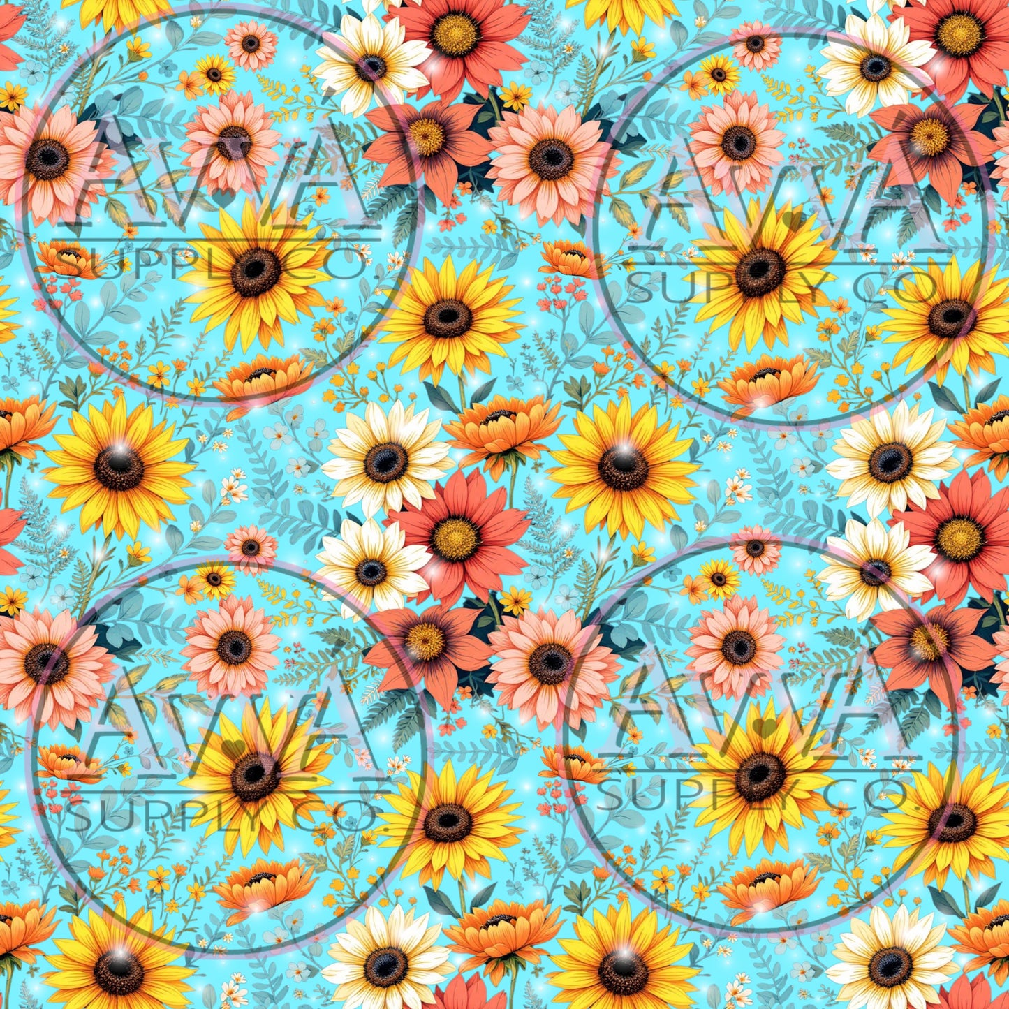 806 - Turquoise Sunflowers - Vinyl