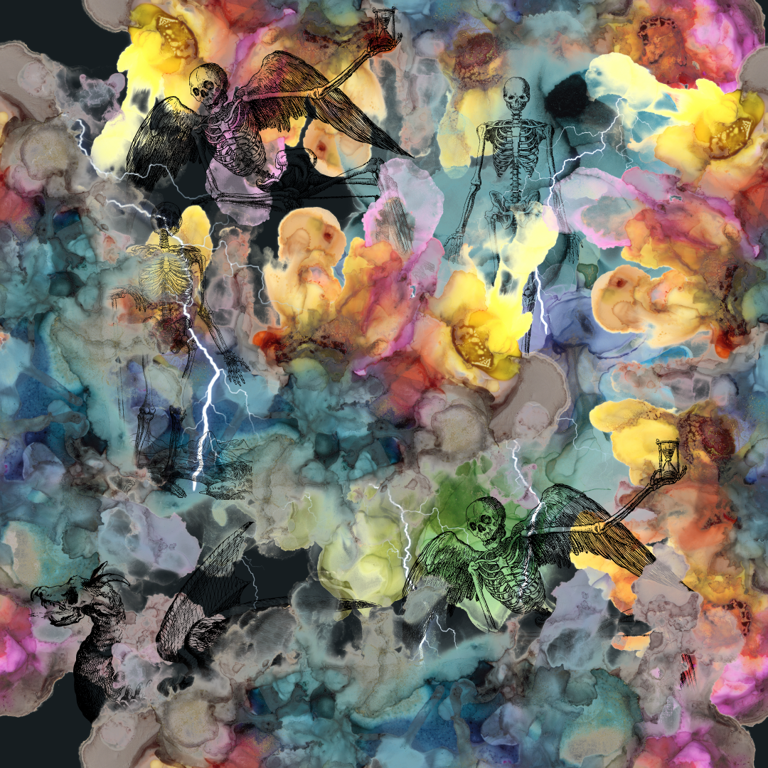 Abstract Watercolor Skeleton