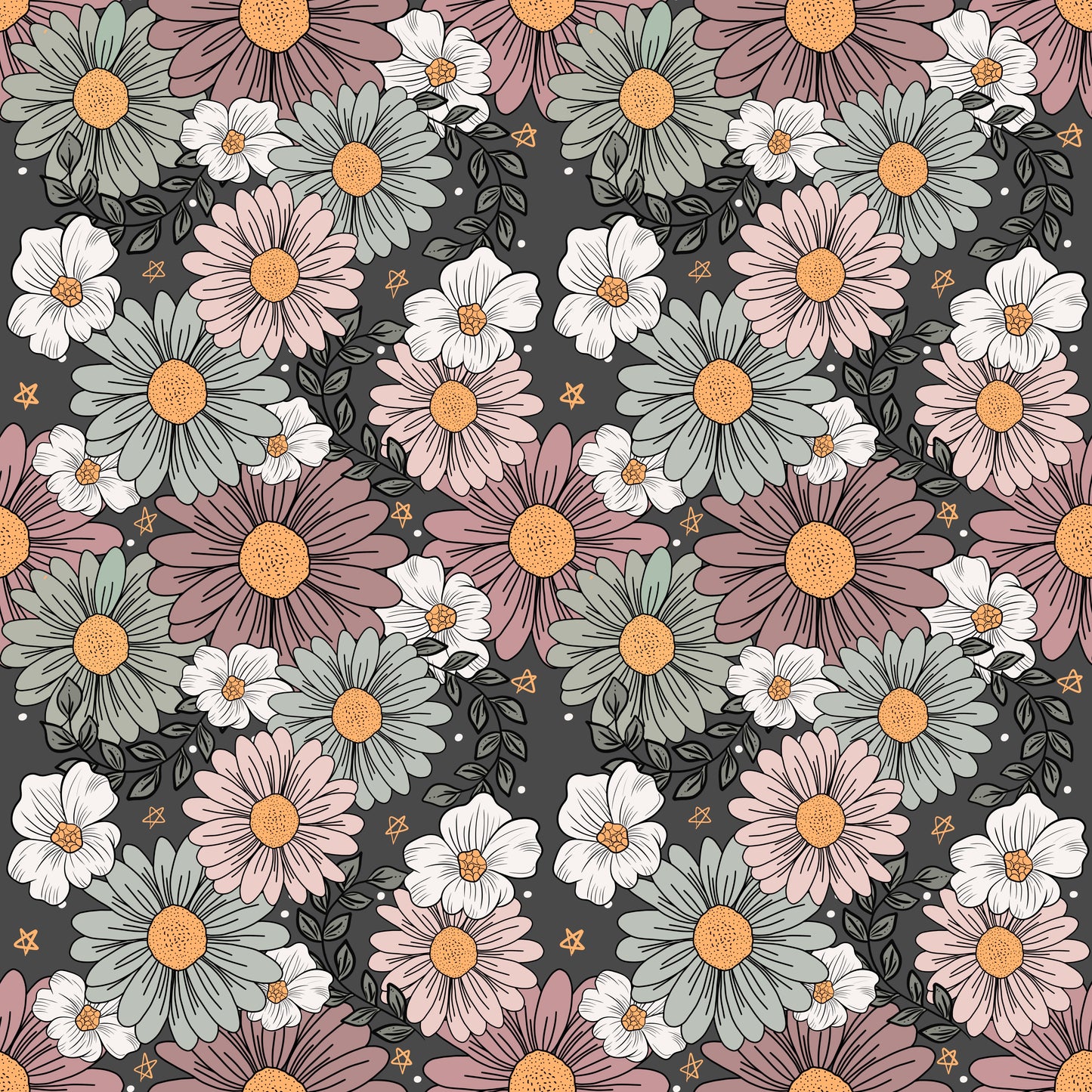 Charcoal Florals 12x12