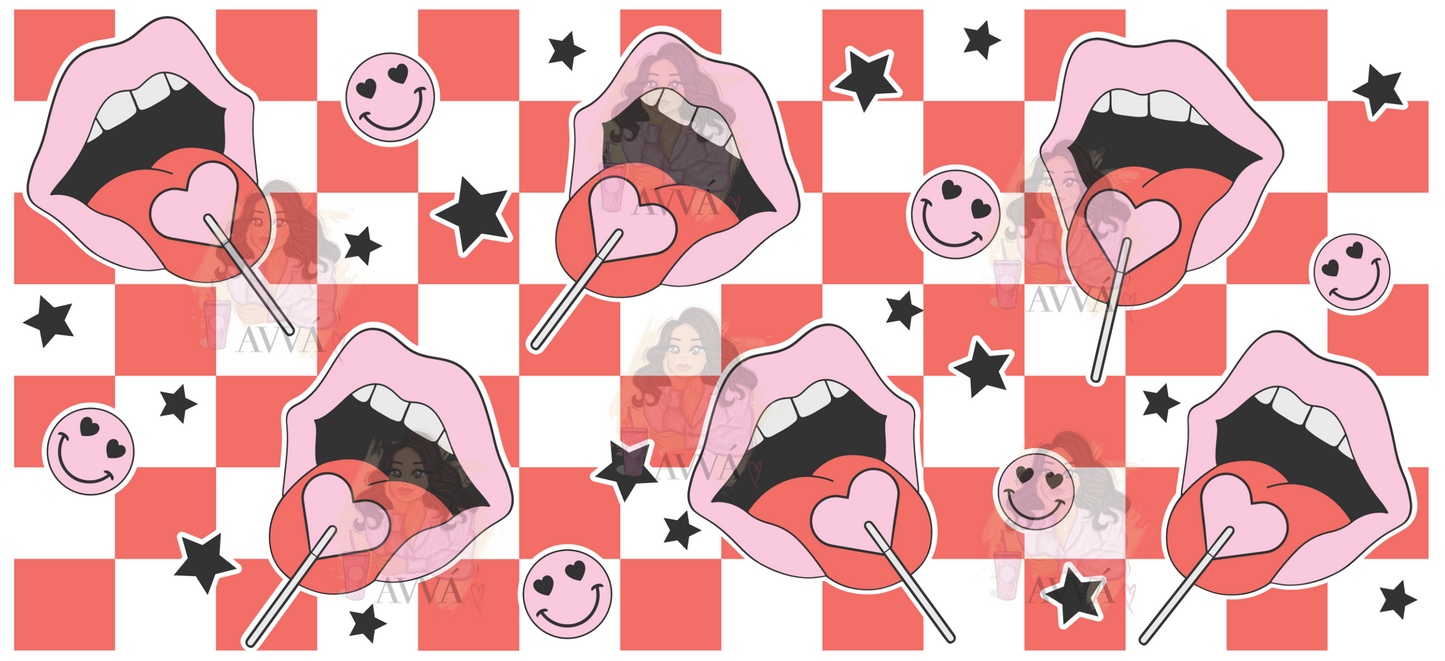 29 - Checkered Tongue Libbey UV DTF