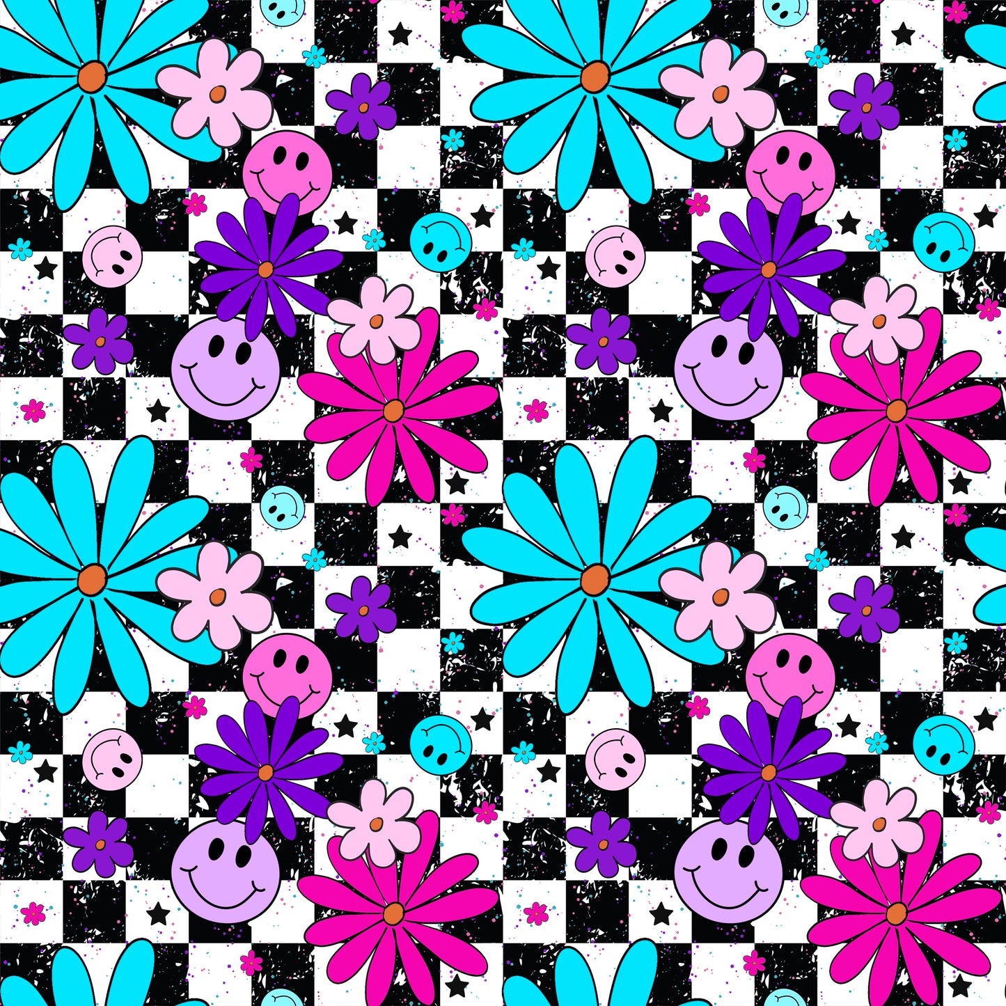 Checkered Vibrant Smiley 12x12