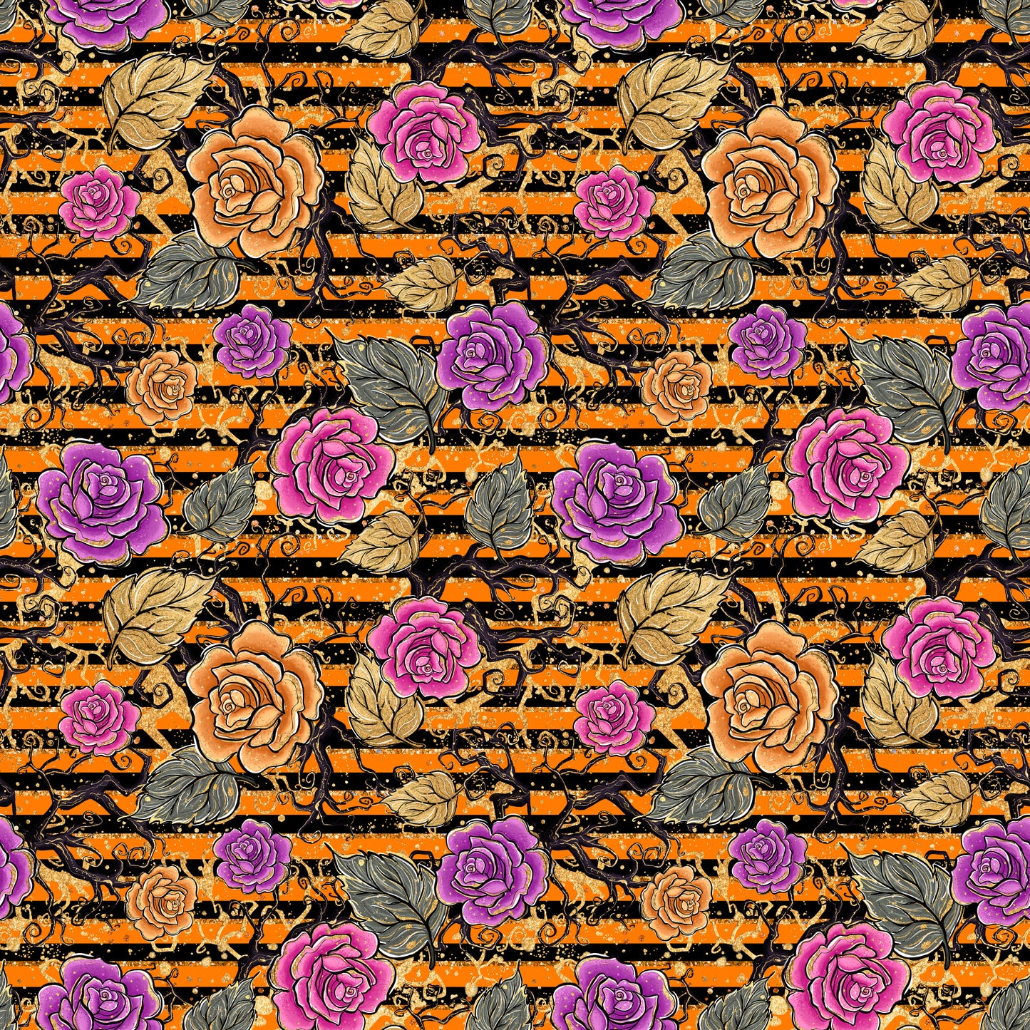 Halloween Stripes and Roses