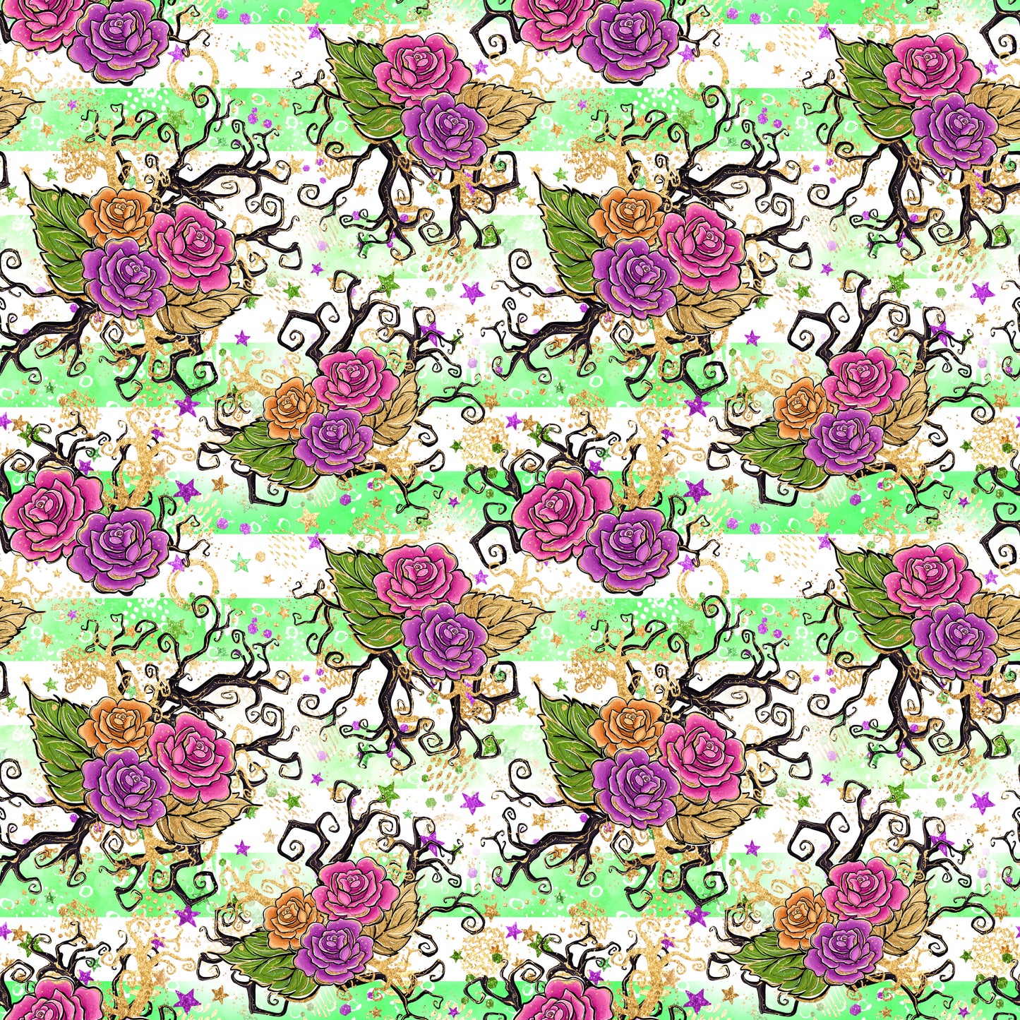 Green Stripes Halloween Roses