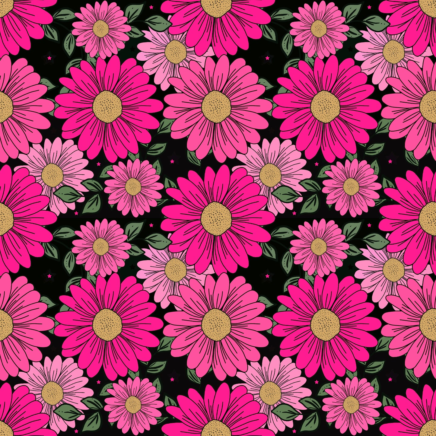 Midnight Bright Daisies 12x12