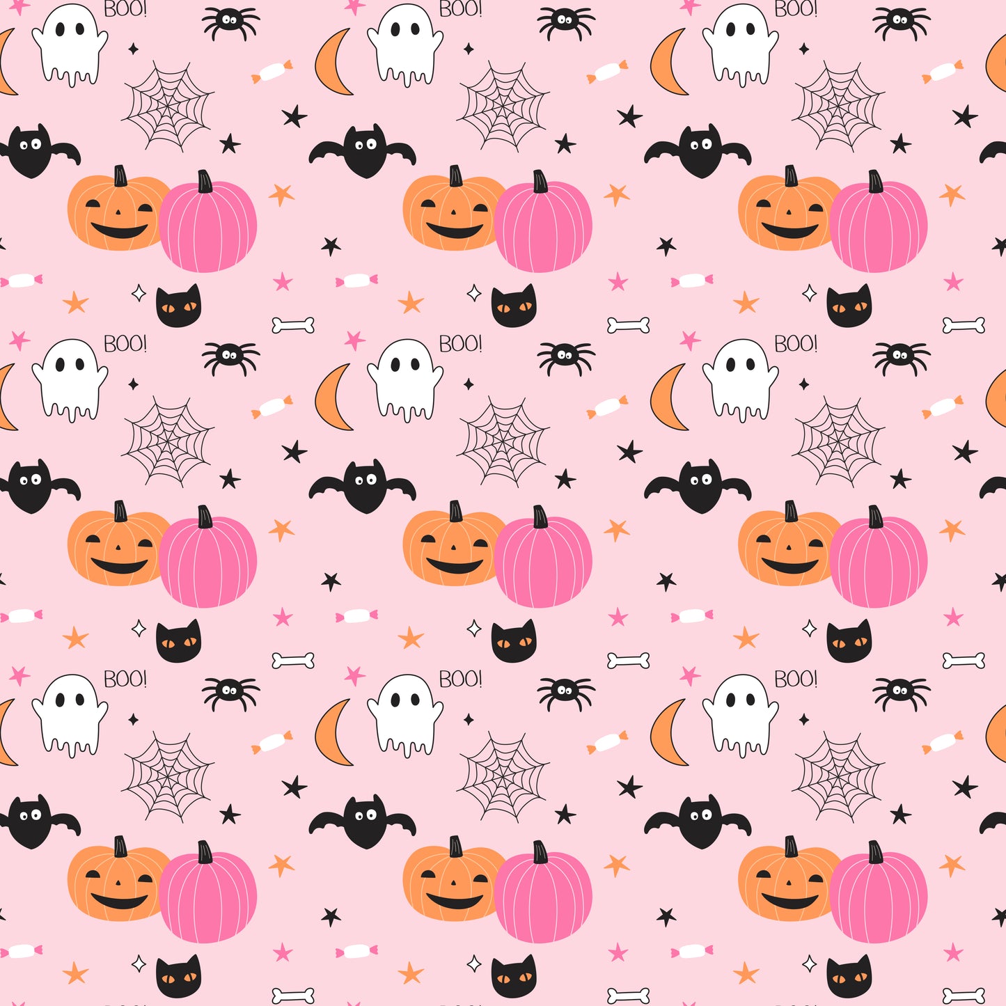Bats and Pumpkins Pink