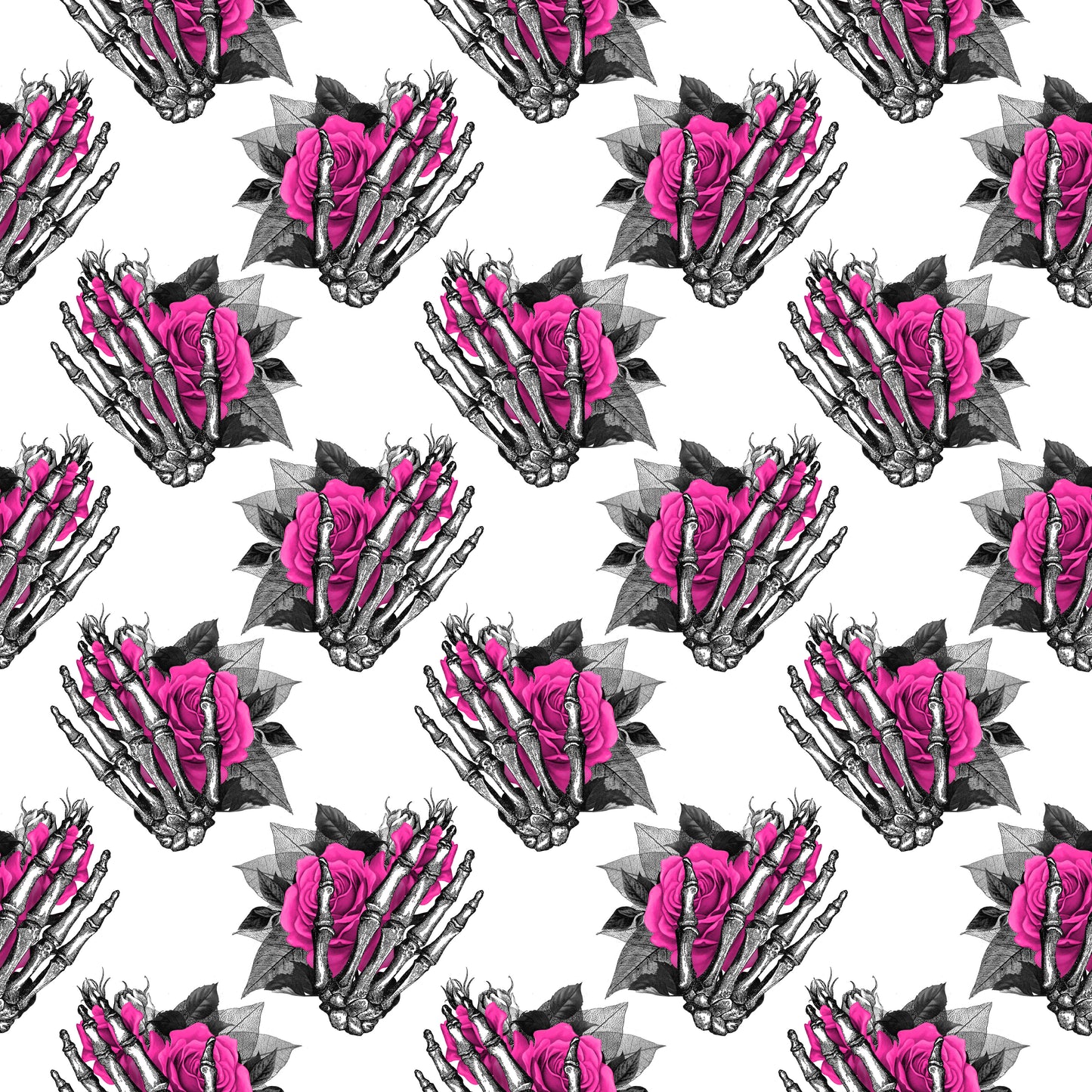 Pink Roses and Skull Hands
