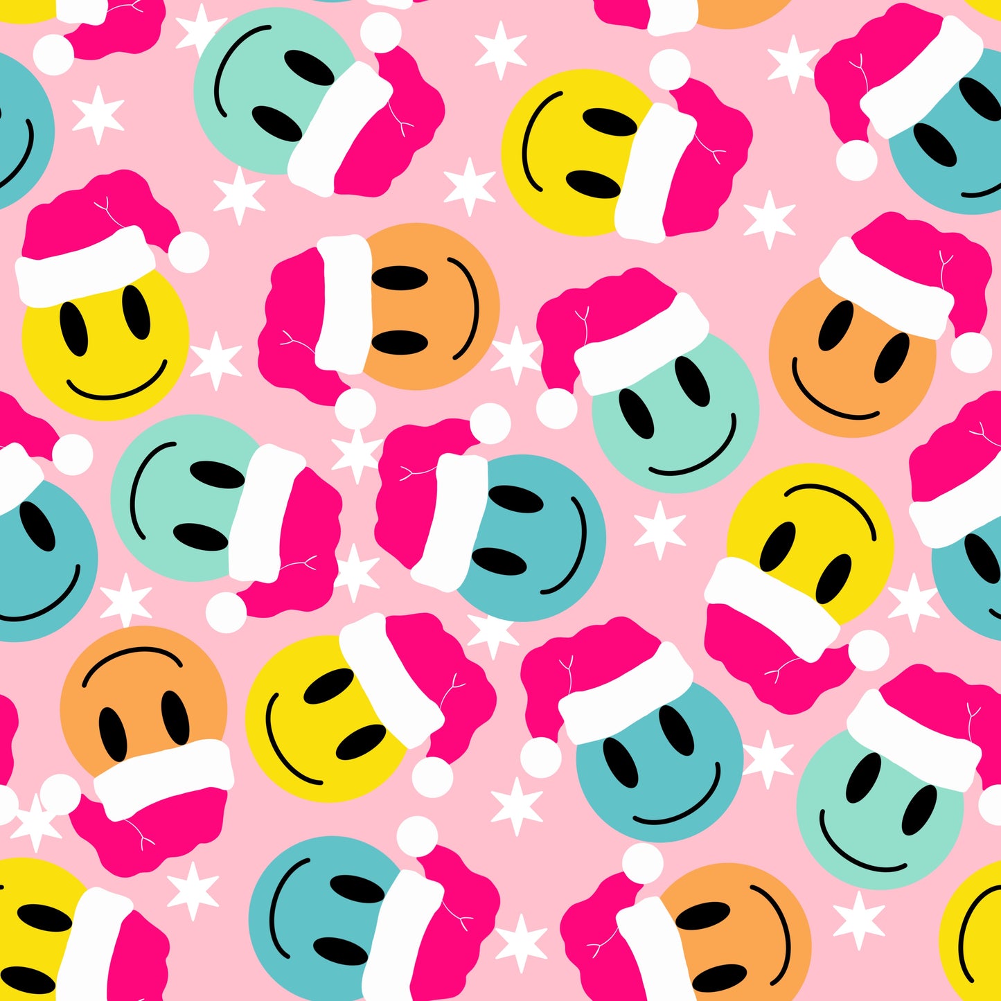 Pink Santa Stars Happy Face