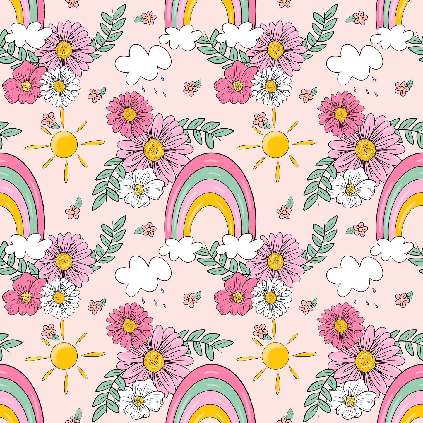 Spring Rainbows and Flowers 12x12