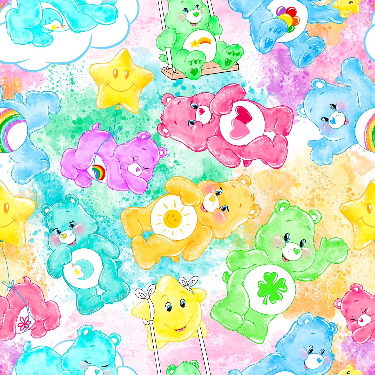 Watercolor Care Bears