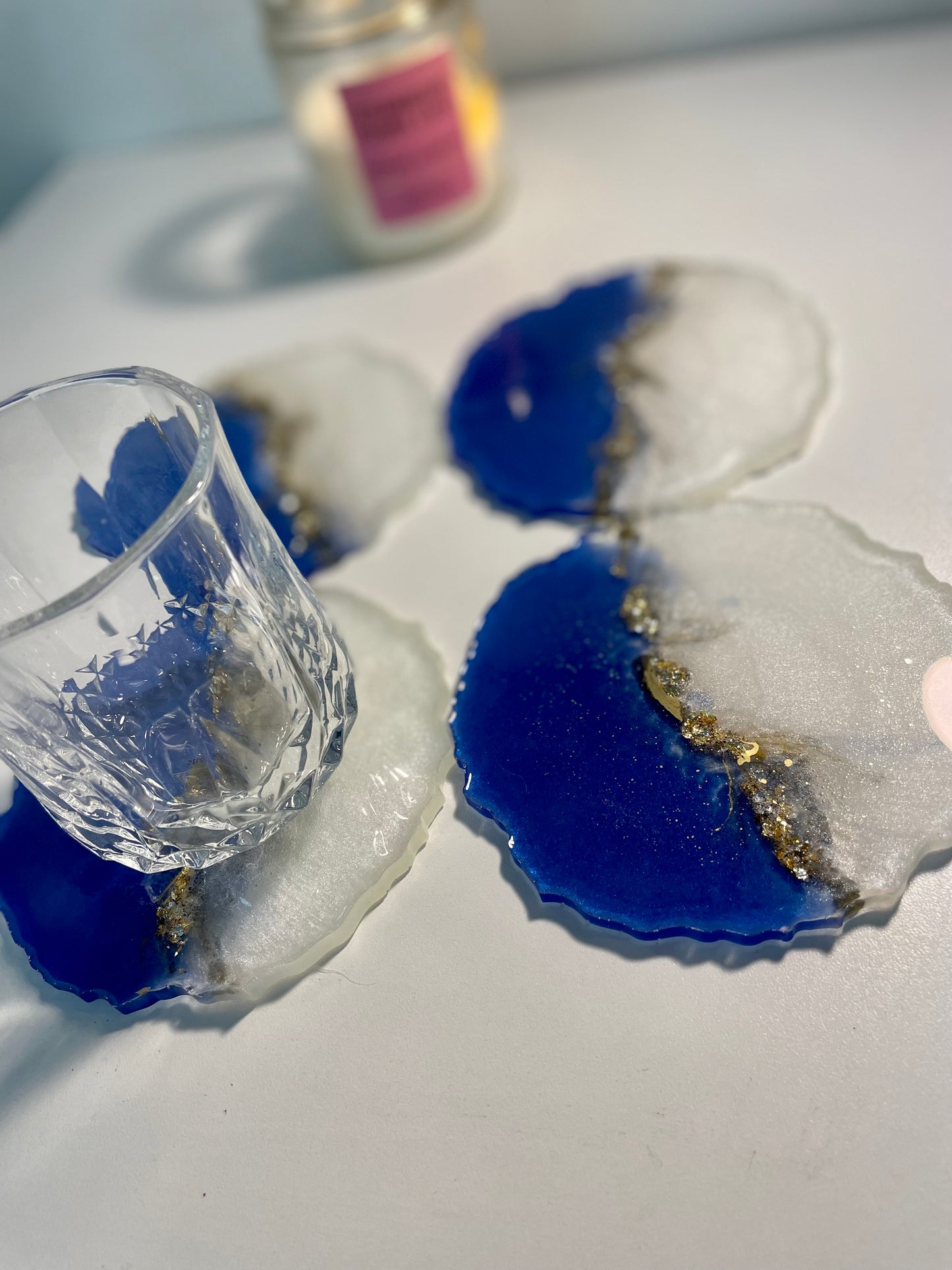 Royal Blue & Pearl Coasters