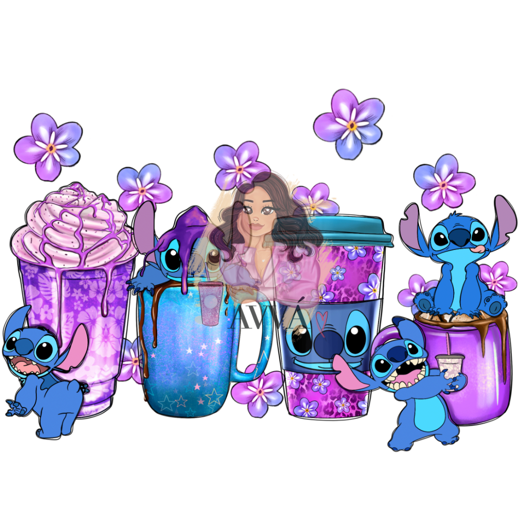 86a - Purple Floral Stitchy Libbey