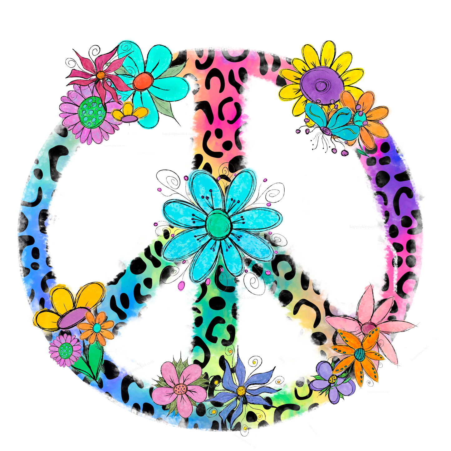 Neon Leopard Peace Sign