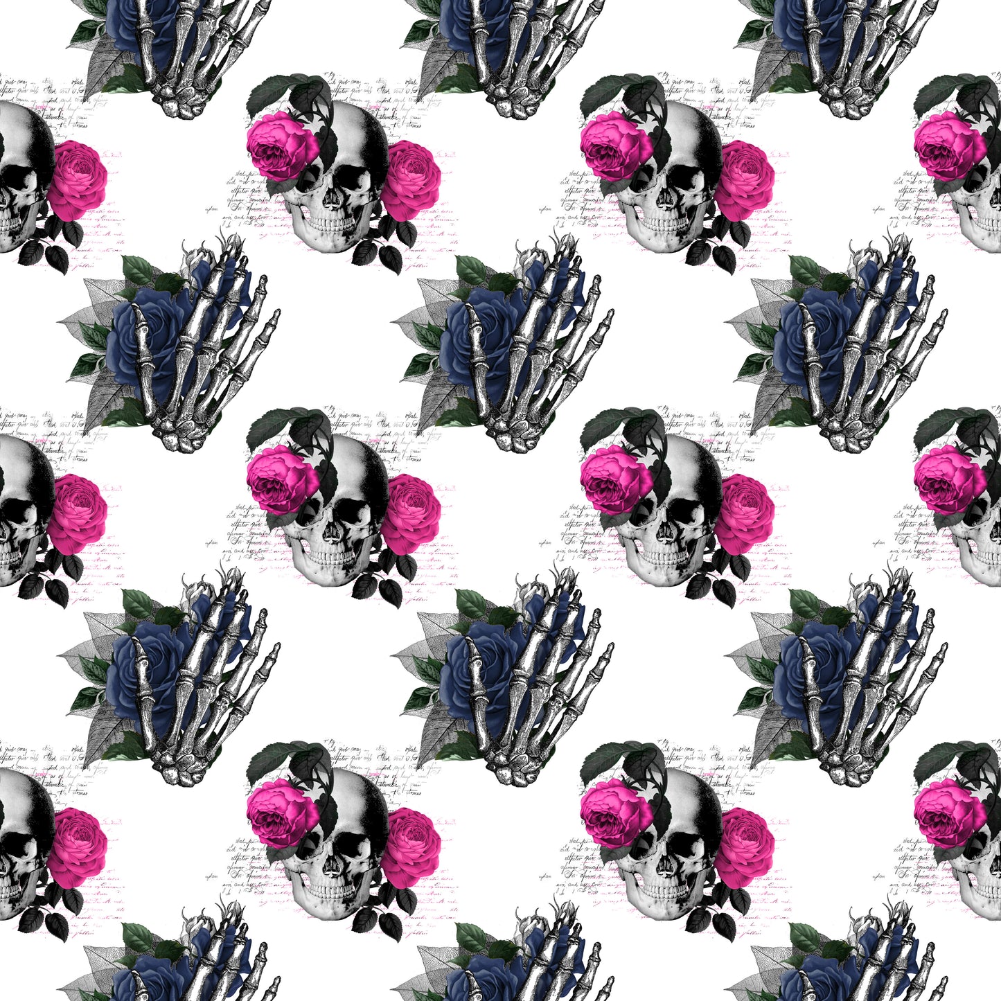 Pink and Navy Skulls