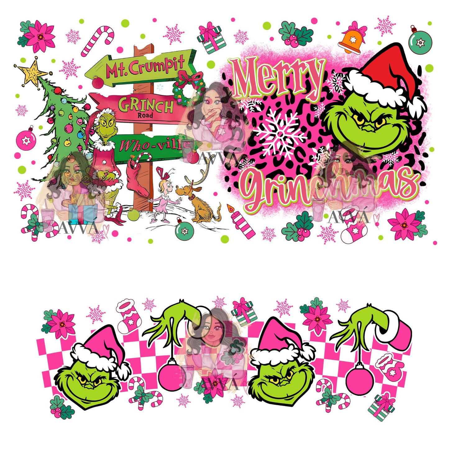344 -  Merry G Mas Pink 40oz UV DTF Tumbler Wrap