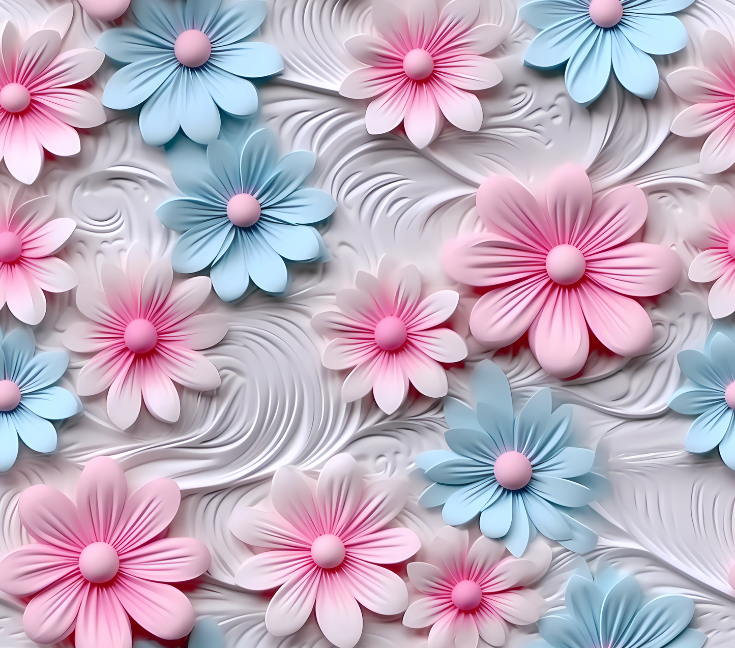 Pink Blue Daisies 3D Tumbler Wrap