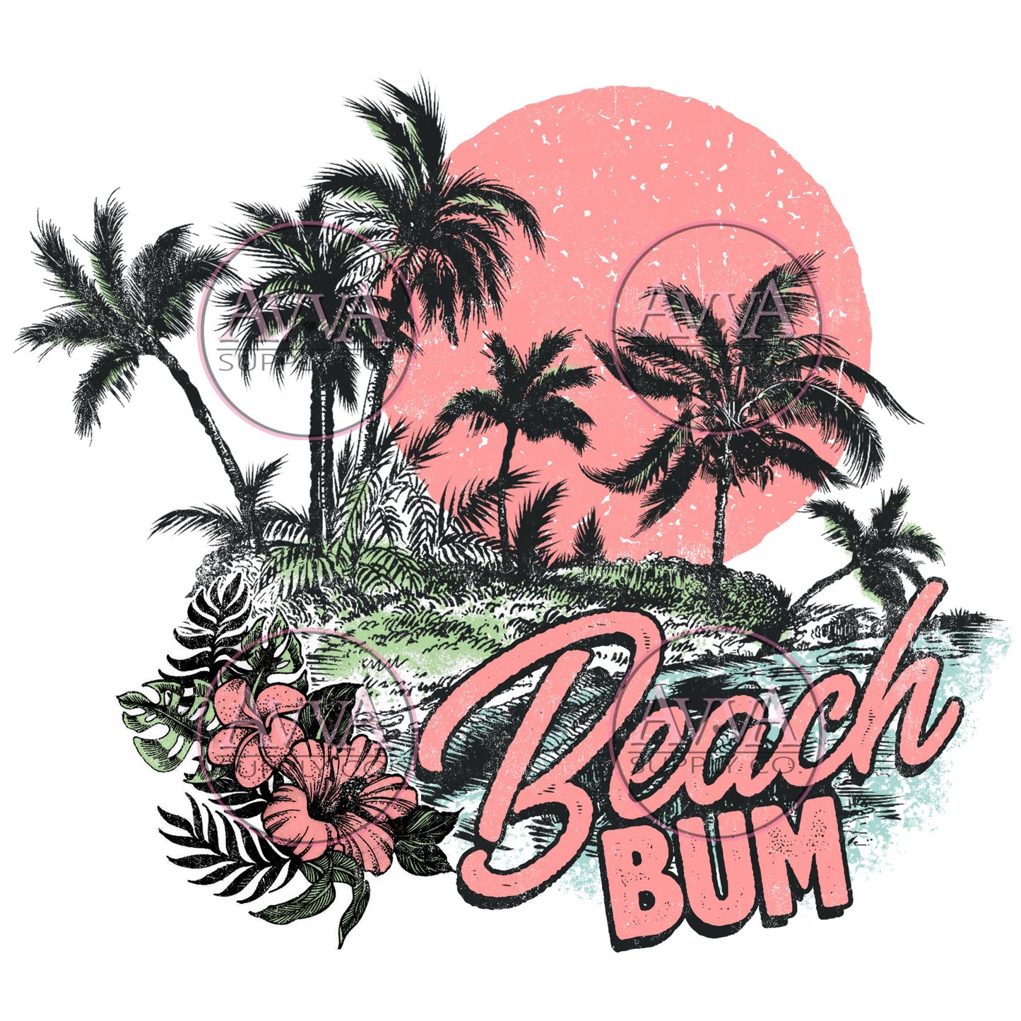 837 -  Beach Bum Distressed -  Decal