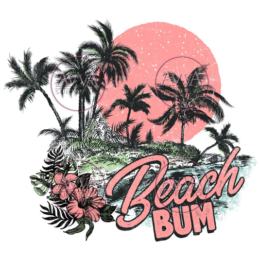 837 -  Beach Bum Distressed -  Decal