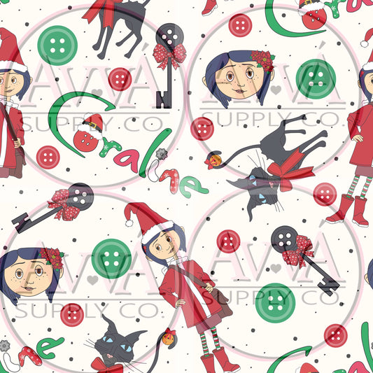 727 - Christmas Button Girl - Vinyl + Wrap + Decal