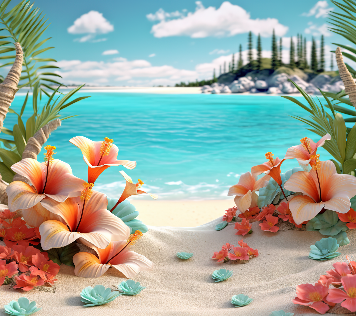Floral Beach 3D Tumbler Wrap