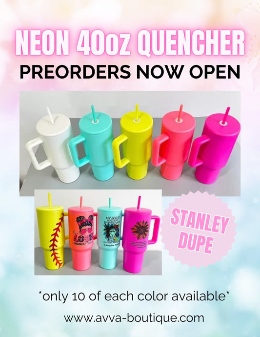 PRE ORDER Neon 40oz Quencher - Stanley Dupe