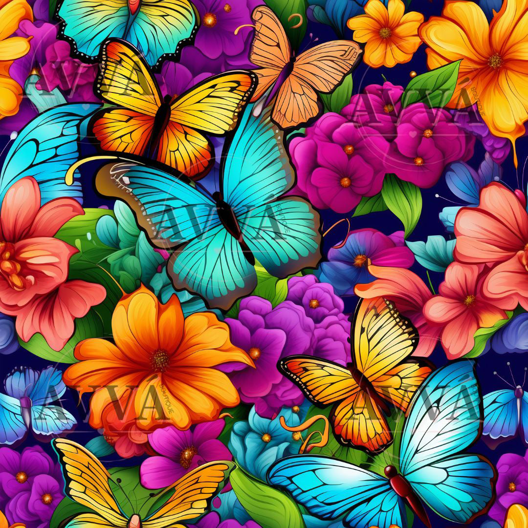 Neon Floral Butterflies
