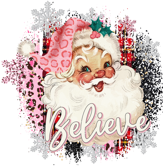 479 - Pink Leopard Santa UV DTF Decal