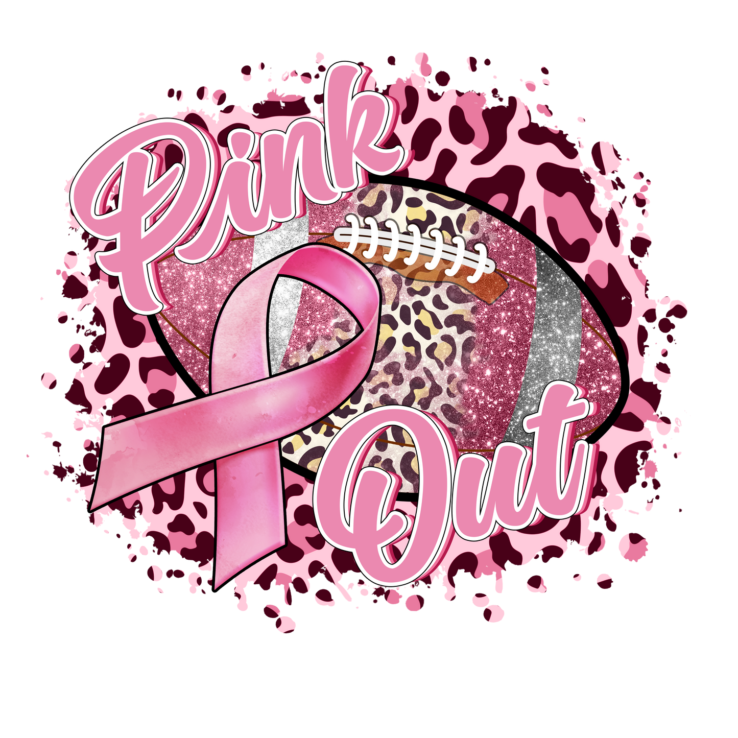 313 - Pink Football UV DTF Decal
