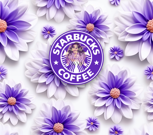 Purple and Pink Floral Starbies 3D Tumbler Wrap
