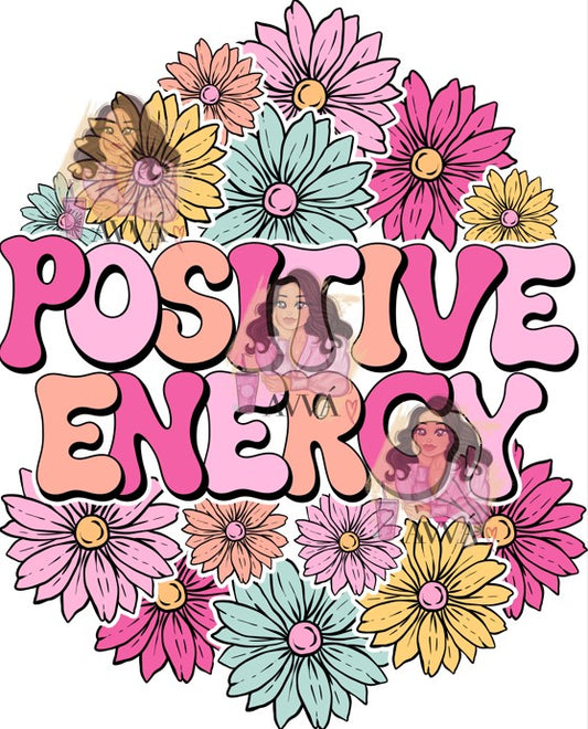 635 - Positive Energy Pink Flowers Decal
