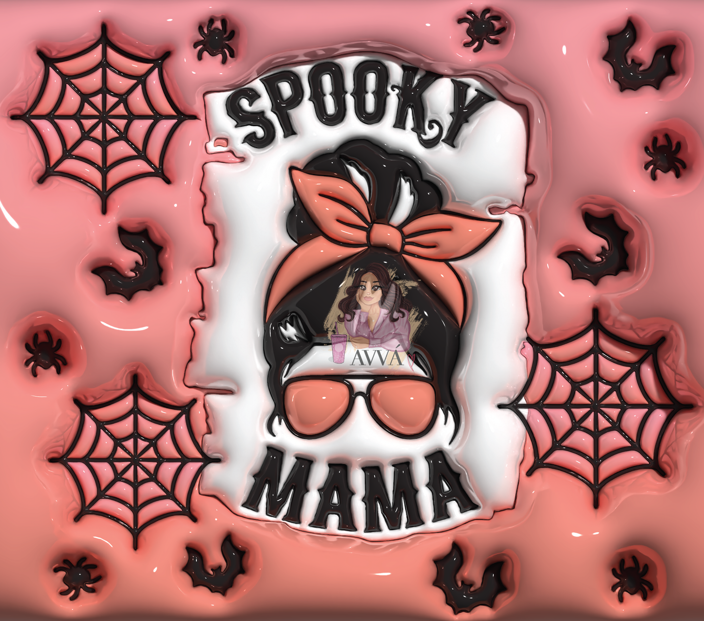 Spooky Mama and Bats 3D Tumbler Wrap