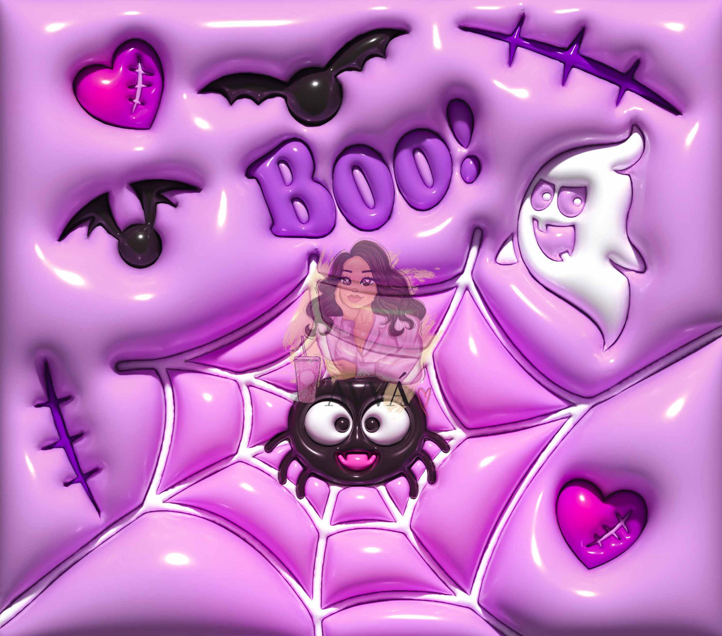 Spooky Purple Halloween 3D Tumbler Wrap