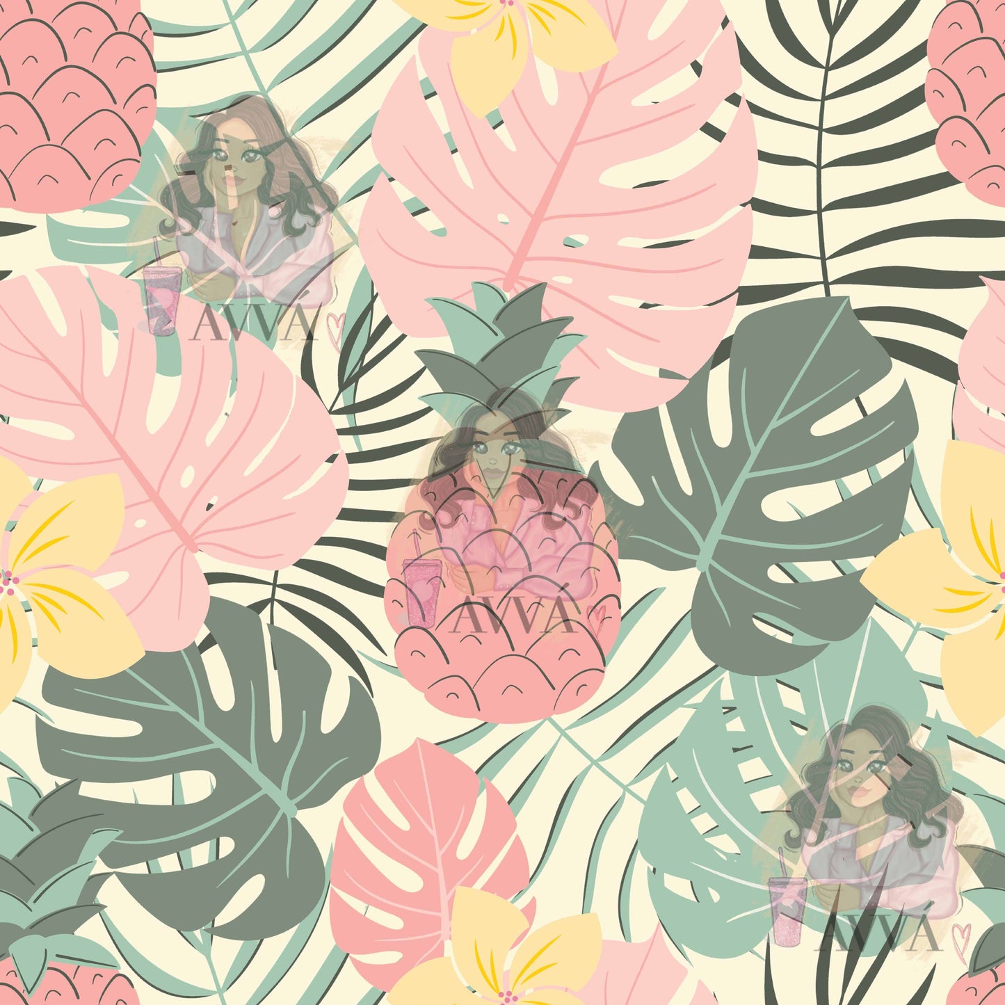 Spring Floral Pineapple