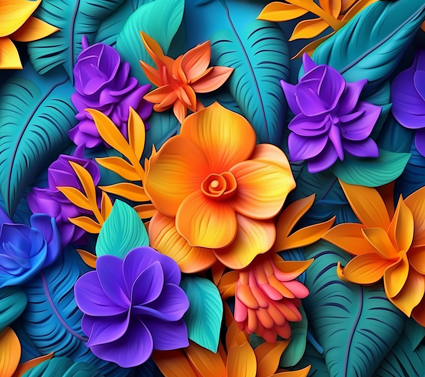 Tropical Florals 3D Tumbler Wrap