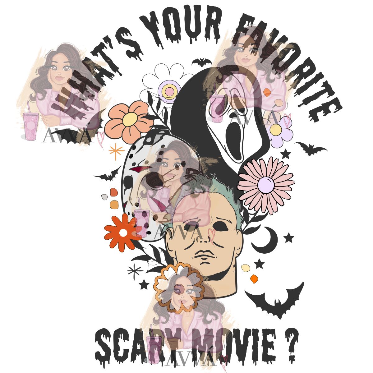 303 - Floral Scary Movie UV DTF Decal