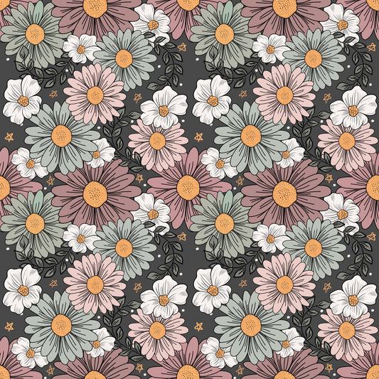 Charcoal Florals 12x12