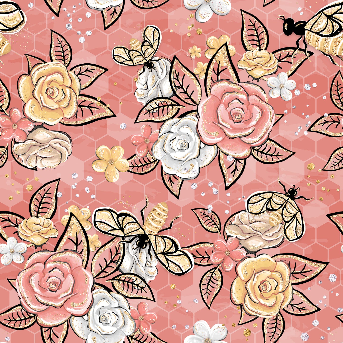 Blush Flowers and Bees