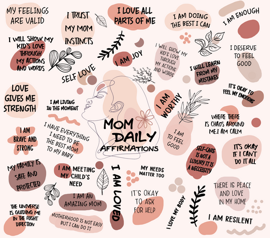 Mom Daily Affirmations Boho Tumbler Wrap