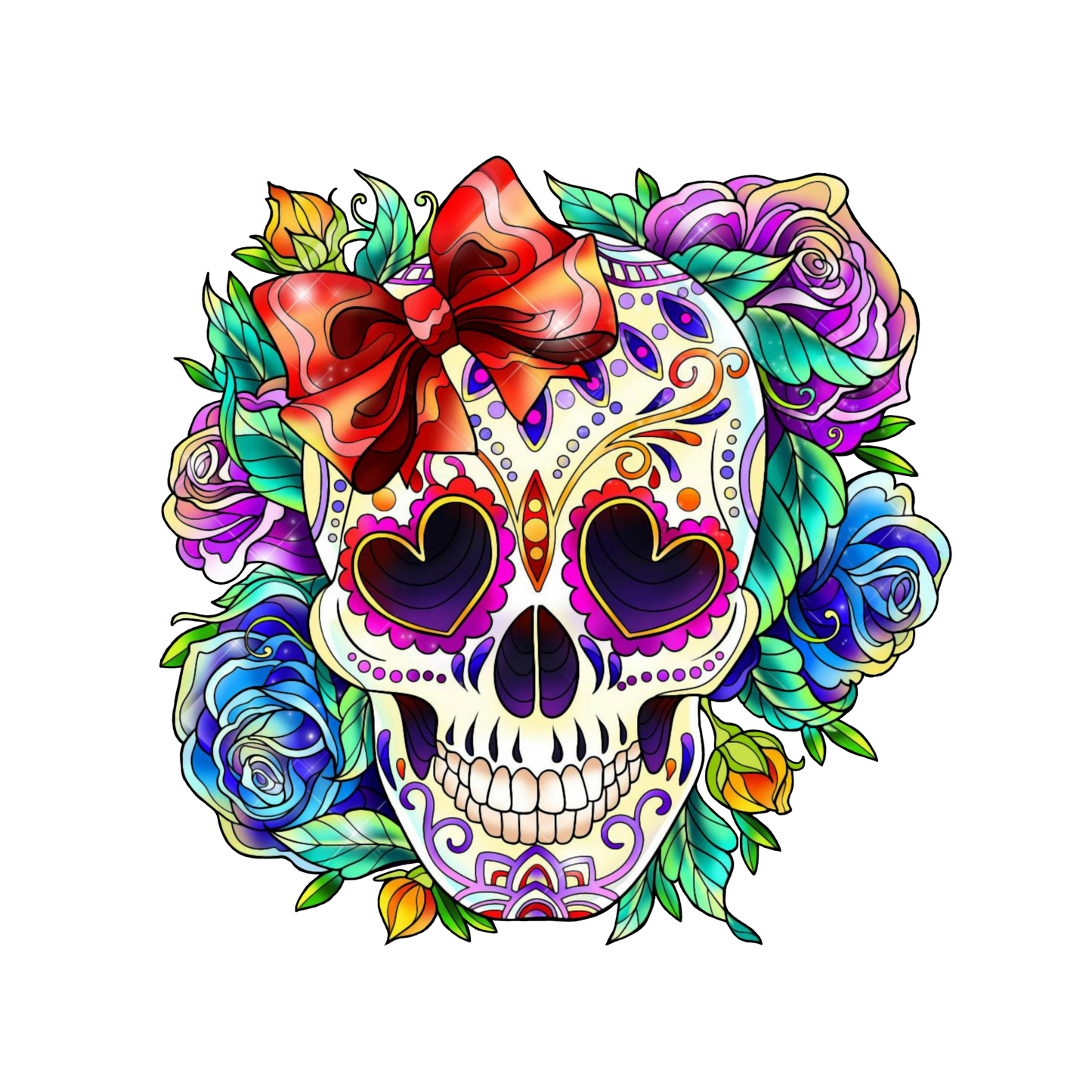 Multi Color Rose Sugar Skull